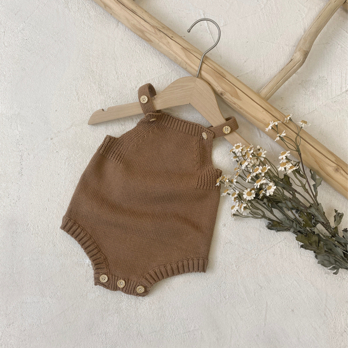 Arrival Autumn and Spring Baby Unisex Simple Solid Color or Dots Pattern Sleeveless Knitted Bodysuit, MyKids-USA®, Baby One-Pieces, MyKids-USA - Size/Age - 66 (3-6M) - Color - Coffee -  -  - TR2601071102-B.