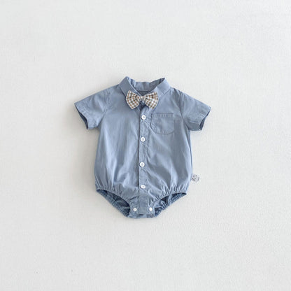 Summer Arrival Baby Boys Short Sleeves Gentle Bodysuits, MyKids-USA®, Bodysuits, MyKids-USA - Size/Age - 66 (3-6M) - Color - Blue -  -  - TR2605242357-B.