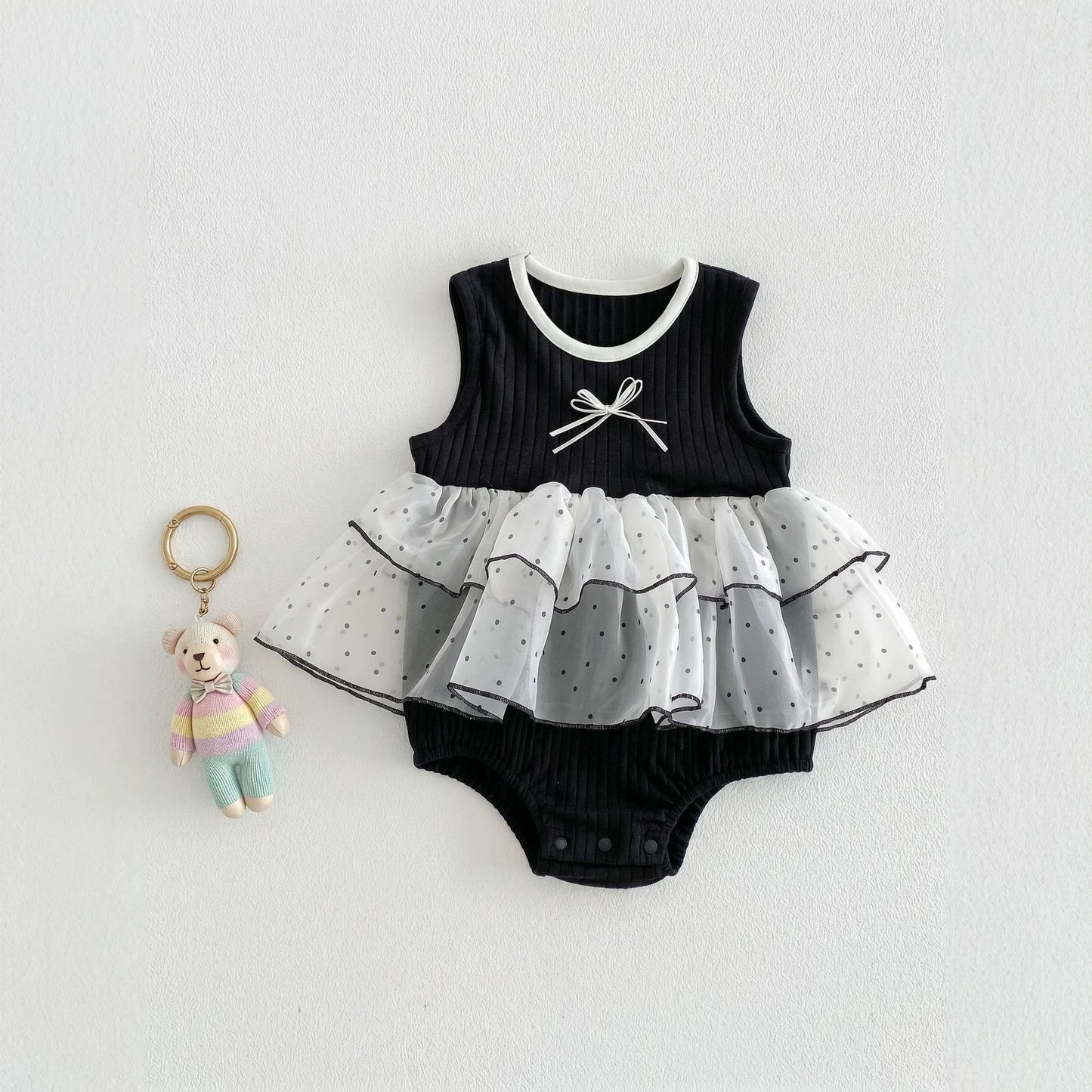 Design Summer Baby Kids Girls Sleeveless Color Patchwork Bodysuit Dress
