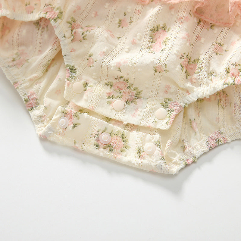 Summer Arrival Baby Girls Cute Floral Pattern Sleeveless Strap Onesies, MyKids-USA®, Baby One-Pieces, MyKids-USA -  -  -  -  -  -  - 