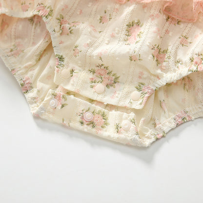 Summer Arrival Baby Girls Cute Floral Pattern Sleeveless Strap Onesies, MyKids-USA®, Baby One-Pieces, MyKids-USA -  -  -  -  -  -  - 