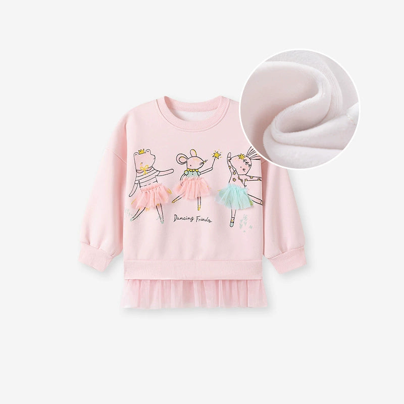 Autumn Arrival Kids Girls Cartoon Pattern Crew Neck Long Sleeves Lace Trim Top Sweatshirt, MyKids-USA®, Sweatshirts, MyKids-USA -  -  -  -  -  -  - 