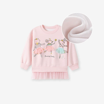 Autumn Arrival Kids Girls Cartoon Pattern Crew Neck Long Sleeves Lace Trim Top Sweatshirt, MyKids-USA®, Sweatshirts, MyKids-USA -  -  -  -  -  -  - 