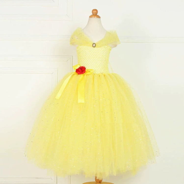 Arrival Kids’ Belle-Inspired Princess Dress – Cosplay Costume for Girls’ Fancy Dress Parties, MyKids-USA®, Costume Dresses, MyKids-USA - Size/Age - S (1-2Y) - Color - Light Yellow -  -  - TR2508201850-B