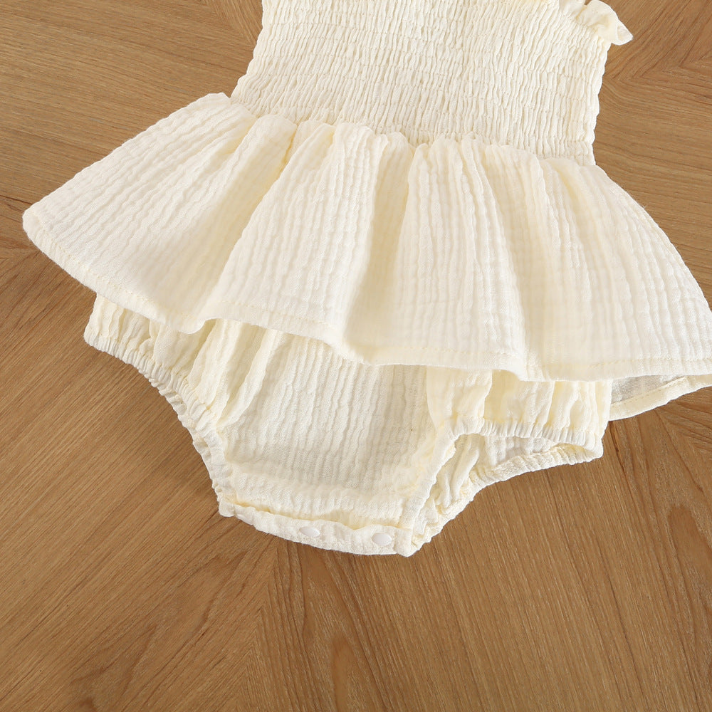 Design Summer Baby Kids Girls Sleeveless Solid Color Bodysuit with Hat