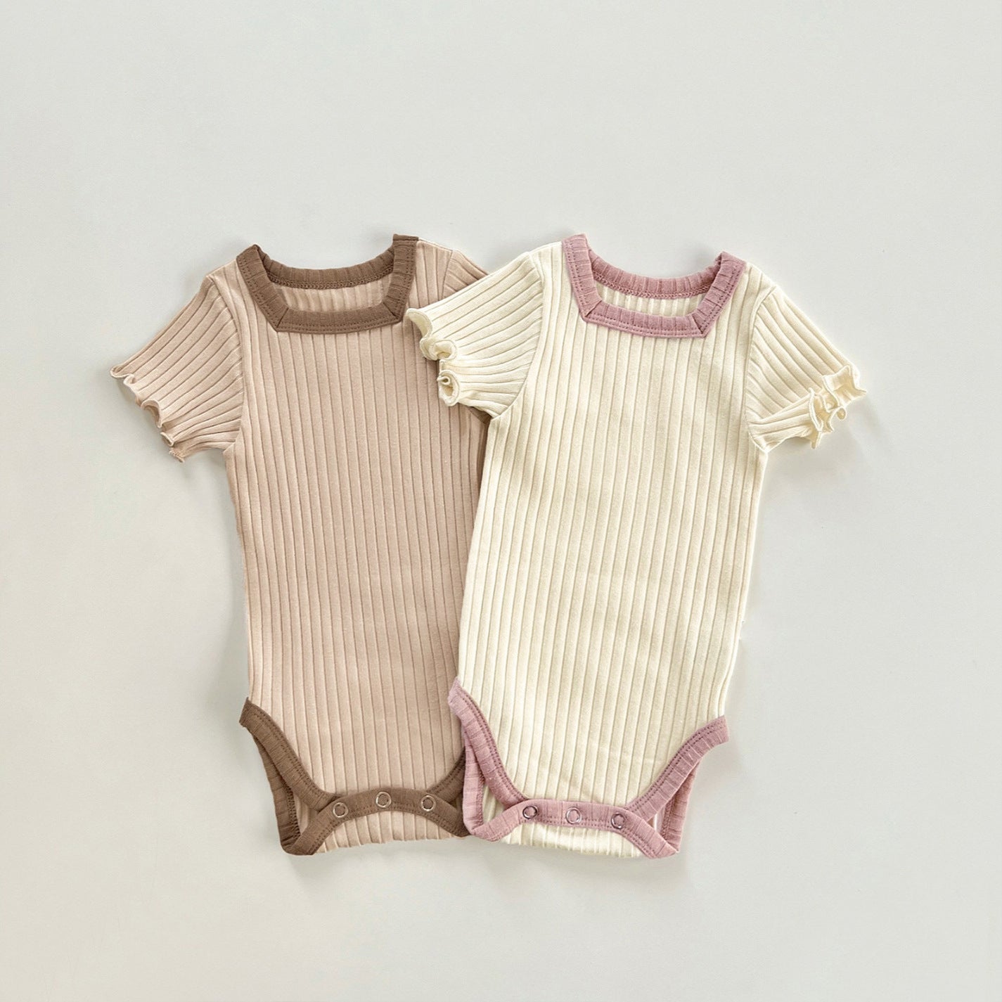 Summer Arrival Baby Short Sleeves Color Patchwork Striped Bodysuit with Hairband