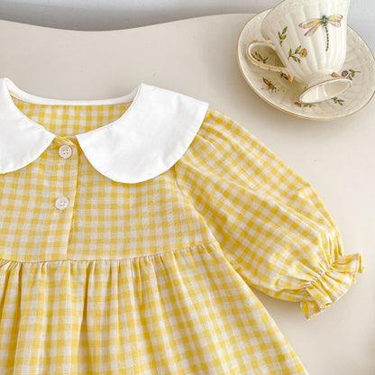 MyKids-USA® Baby Long Sleeves Cute Flowers Embroidered Dress