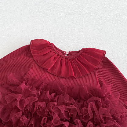 Spring Arrival Baby Girls Long Sleeves Tulle Decorated Plain Onesies Dress, MyKids-USA®, Baby & Toddler Dresses, MyKids-USA -  -  -  -  -  -  - .