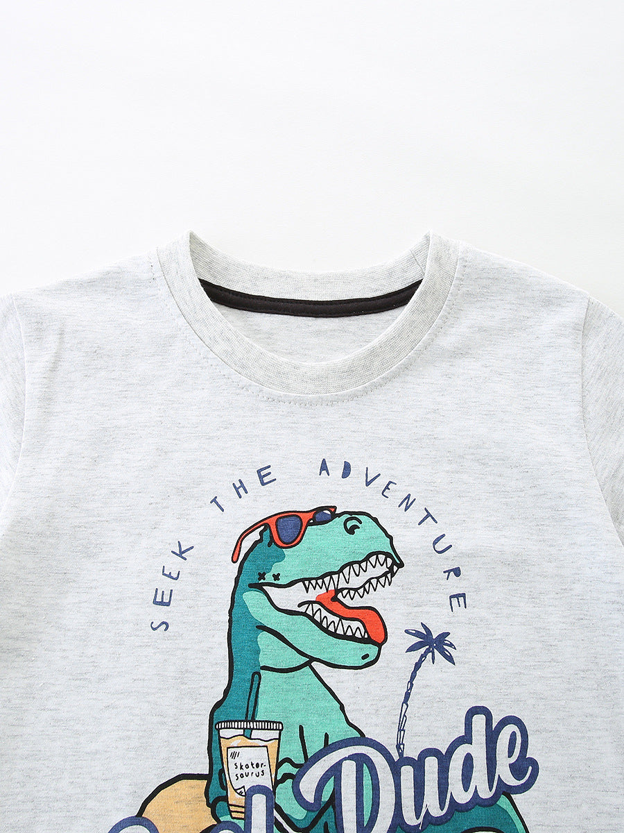 Summer Baby Kids Letter and Cartoon Pattern T-shirt Clothing Set for Boys, MyKids-USA®, T-Shirts, MyKids-USA -  -  -  -  -  -  - .