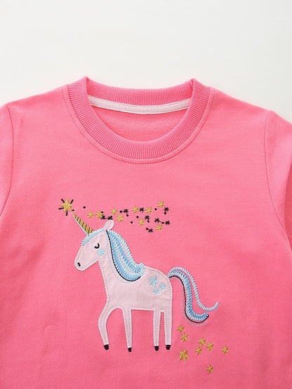 Autumn and Spring Arrival Animals Cartoon Pattern Long Sleeves Sweatshirt for Stylish Girls
