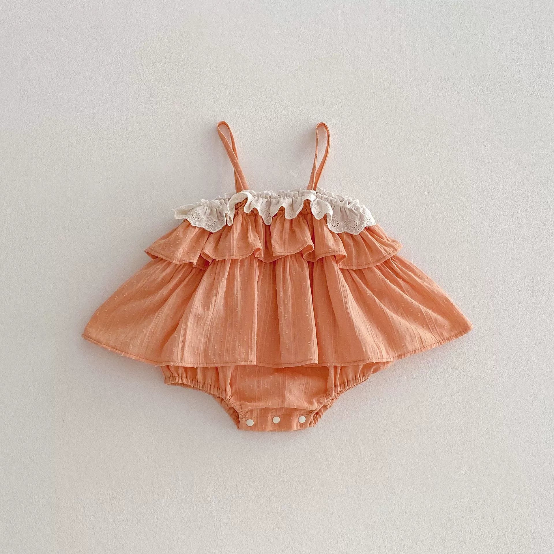 Summer Arrival Baby Girls Ruffle Design Sleeveless Strap Onesies, MyKids-USA®, Baby One-Pieces, MyKids-USA -  -  -  -  -  -  - 