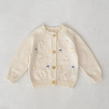 Autumn Arrival Baby Girls Comfortable Flowers Embroidery Pattern Knitted Long Sleeves Cardigan, MyKids-USA®, Cardigans, MyKids-USA - Size/Age - 66 (3-6M) - Color - Apricot -  -  - TR2507061828-A