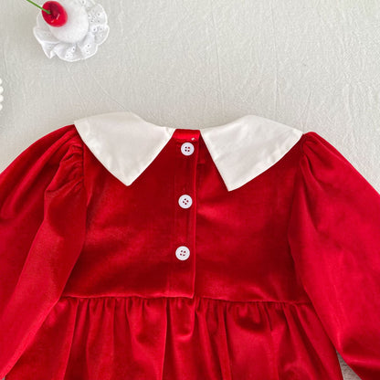 MyKids-USA® Autumn Lace Trim Baby Kids Girls Princess Long Sleeves Color Patchwork Bodysuit