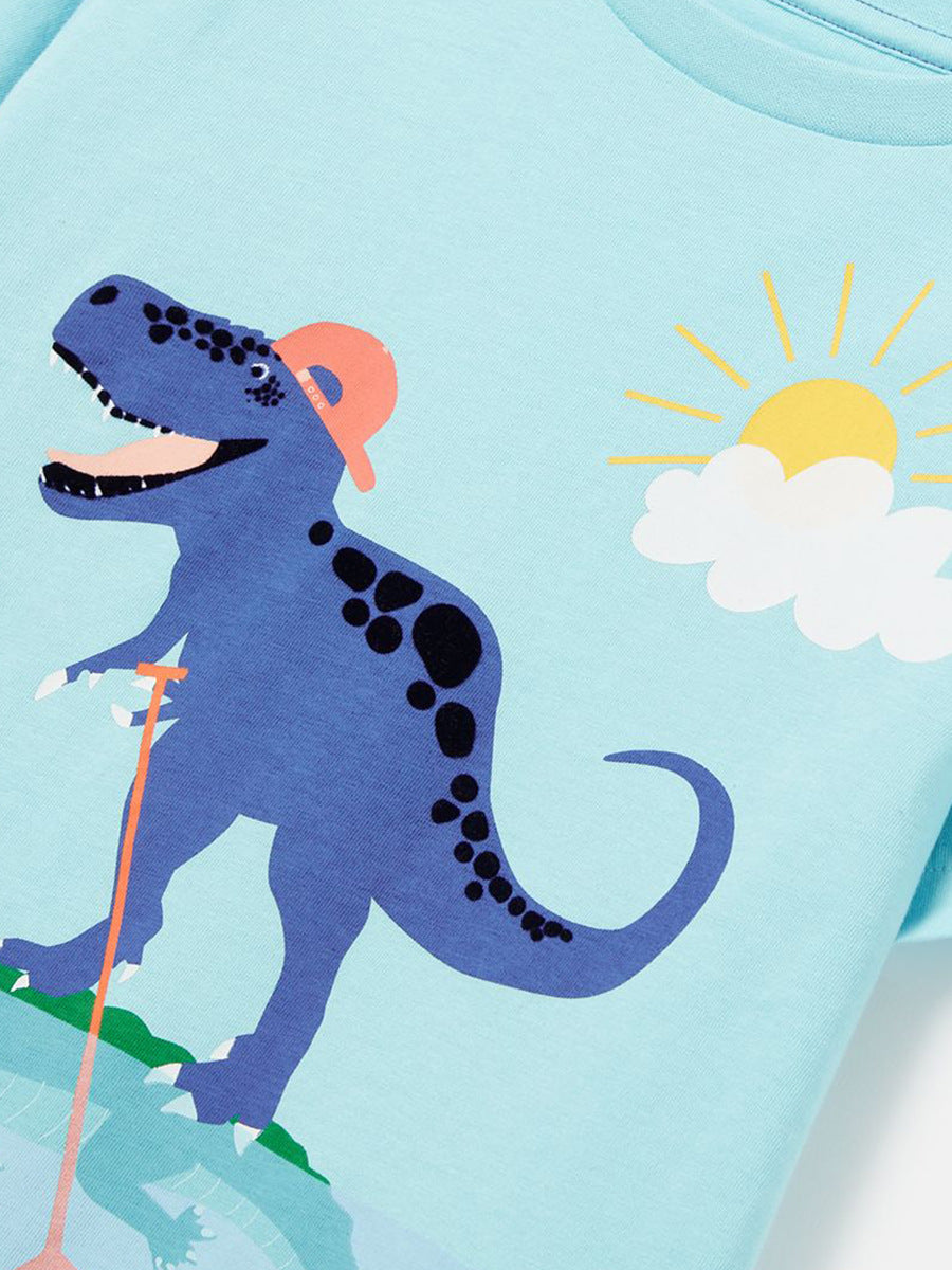 Round Neck Dinosaur Cartoon Boys’ T-Shirt In European And American Style For Summer