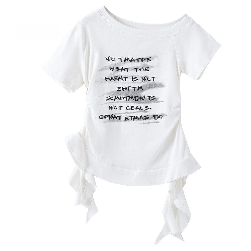 Summer Girls’ Letters Pattern Casual T-shirt in European and American Style, MyKids-USA®, T-Shirts, MyKids-USA - Size/Age - 120 (5-7Y) - Color - White -  -  - TR2605232137-A.