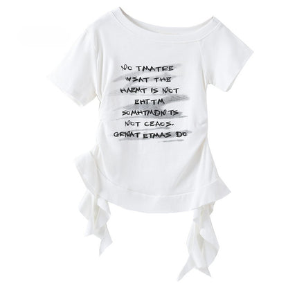 Summer Girls’ Letters Pattern Casual T-shirt in European and American Style, MyKids-USA®, T-Shirts, MyKids-USA - Size/Age - 120 (5-7Y) - Color - White -  -  - TR2605232137-A.
