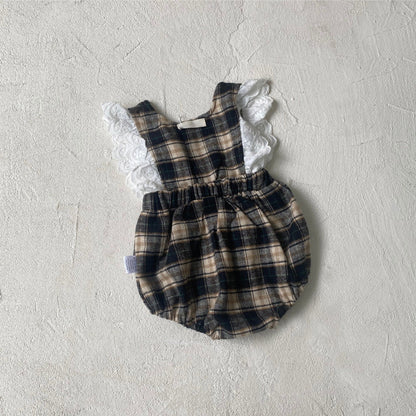 Autumn and Spring Arrival Baby Girls Plaid Pattern Sleeveless V Neck Bodysuit, MyKids-USA®, Bodysuits, MyKids-USA -  -  -  -  -  -  - .