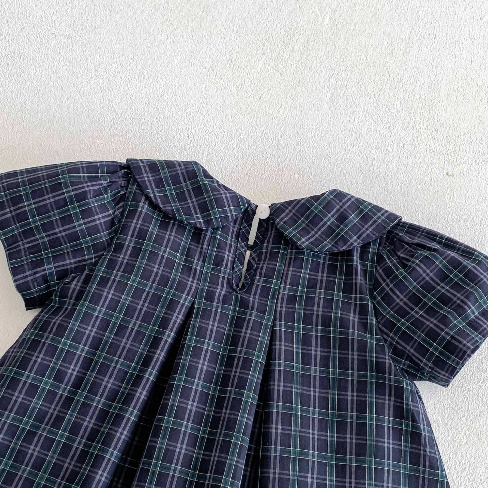 Summer  Arrival Baby Girls Cute Plaid Short Sleeves Butterfly-bow Decorated Onesies, MyKids-USA®, Baby One-Pieces, MyKids-USA -  -  -  -  -  -  - 