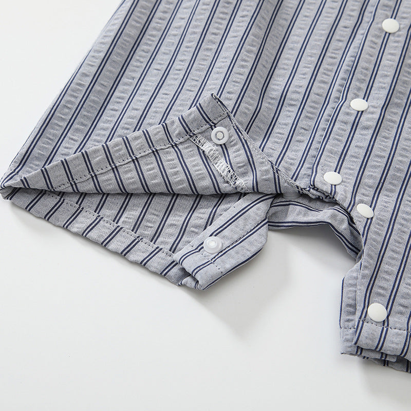 Summer Arrival Baby Boys Short Sleeves Cute Striped Overalls Pattern Rompers, MyKids-USA®, Baby One-Pieces, MyKids-USA -  -  -  -  -  -  - 