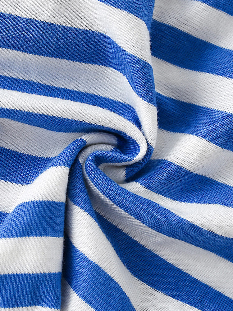 Summer Boys’ Cartoon Pattern Striped T-shirt in European and American Style