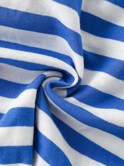 Summer Boys’ Cartoon Pattern Striped T-shirt in European and American Style