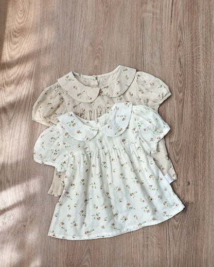 Arrival Summer Baby Kids Girls Short Sleeves Peter Pan Collar Top and Shorts Floral Clothing Set