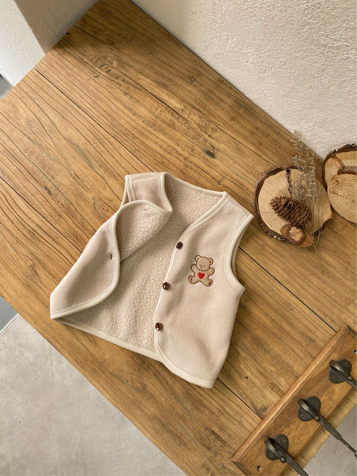 MyKids-USA® Autumn Baby Kids Teddy Bear Embroidered Sleeveless Vest and Hearts Pants Clothing Set