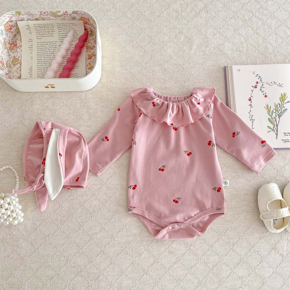 Autumn Arrival Baby Girls Long Sleeves Cherry Pattern Cute Onesies, MyKids-USA®, Baby One-Pieces, MyKids-USA -  -  -  -  -  -  - 