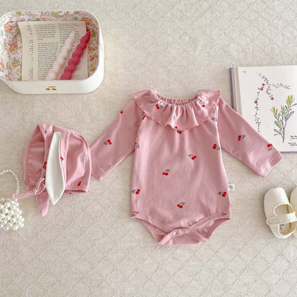 Autumn Arrival Baby Girls Long Sleeves Cherry Pattern Cute Onesies, MyKids-USA®, Baby One-Pieces, MyKids-USA -  -  -  -  -  -  - 