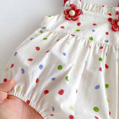 Summer Arrival Baby Girls Cute Sleeveless Colorful Dots Pattern Strap Onesies, MyKids-USA®, Baby One-Pieces, MyKids-USA -  -  -  -  -  -  - 