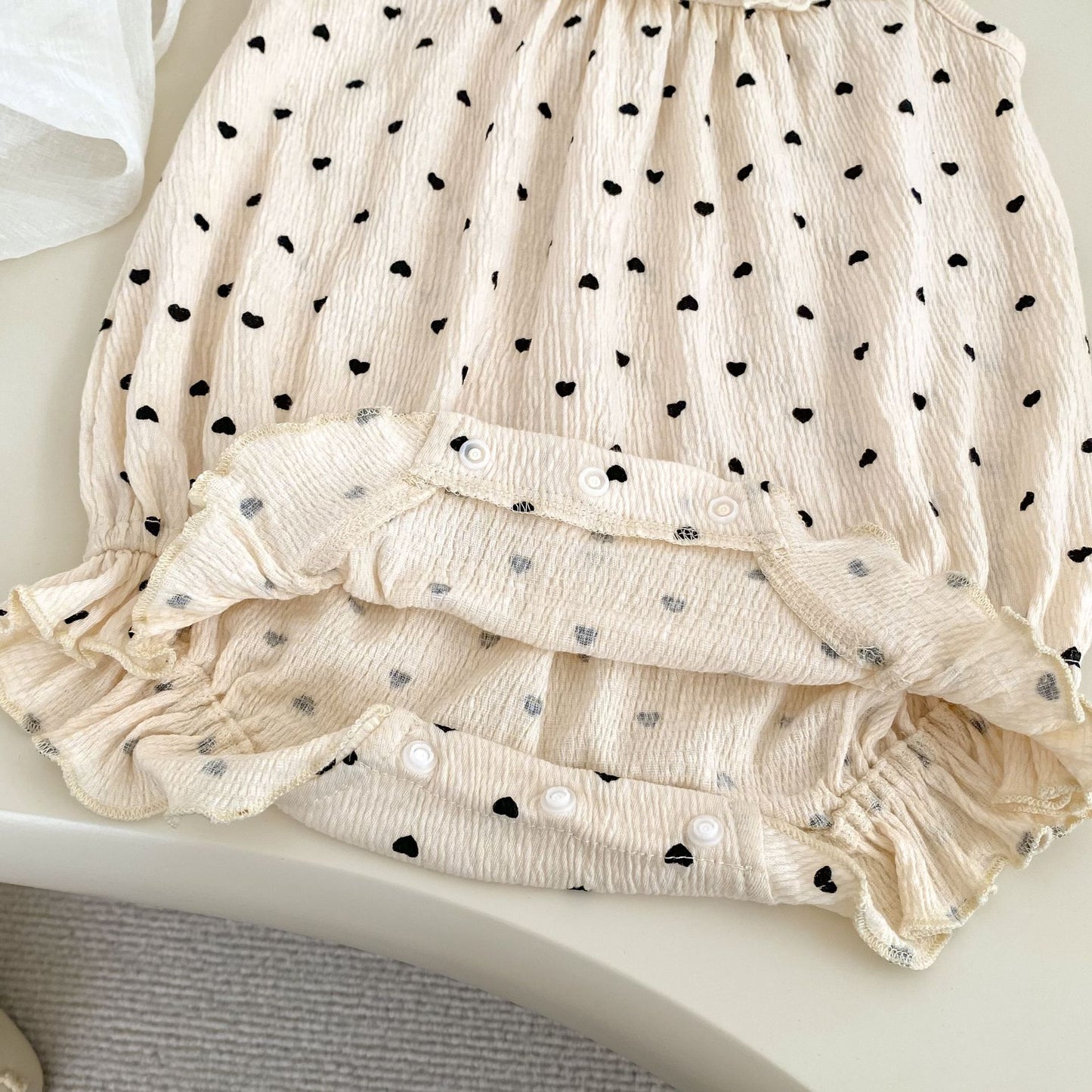 Summer Arrival Baby Girls Apricot Sleeveless Hearts Pattern Onesies with Embroidered Collar, MyKids-USA®, Baby One-Pieces, MyKids-USA -  -  -  -  -  -  - 