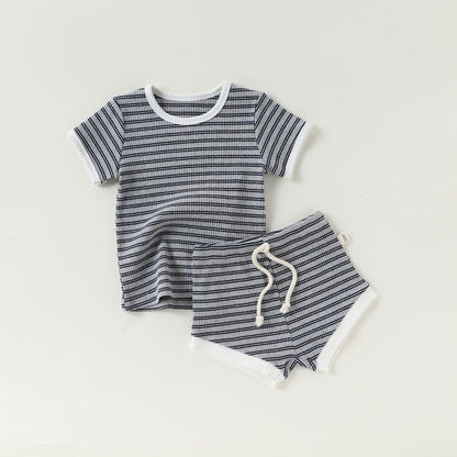 Summer Baby Kids Striped T-shirt and Bloomers Clothing Set, MyKids-USA®, Baby & Toddler Outfits, MyKids-USA - Size/Age - 73 (6-9M) - Color - Black -  -  - TR2603080032-A.