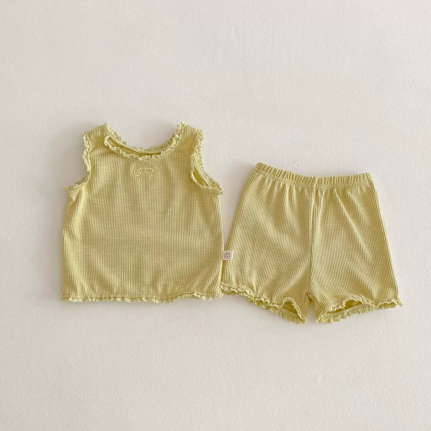 Summer Hot Selling Baby Girls Sleeveless Solid Color Butterfly-bow Embroidered Vest and Plain Shorts Clothing Set, MyKids-USA®, Baby & Toddler Outfits, MyKids-USA - Size/Age - 73 (6-9M) - Color - Yellow -  -  - TR2505312103-D