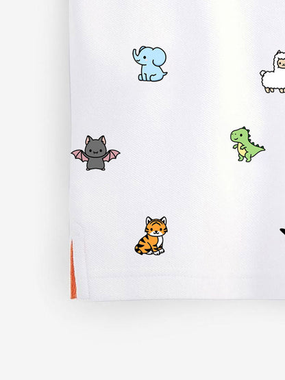 Baby Kids Animals Print Short Sleeves Polo Shirt