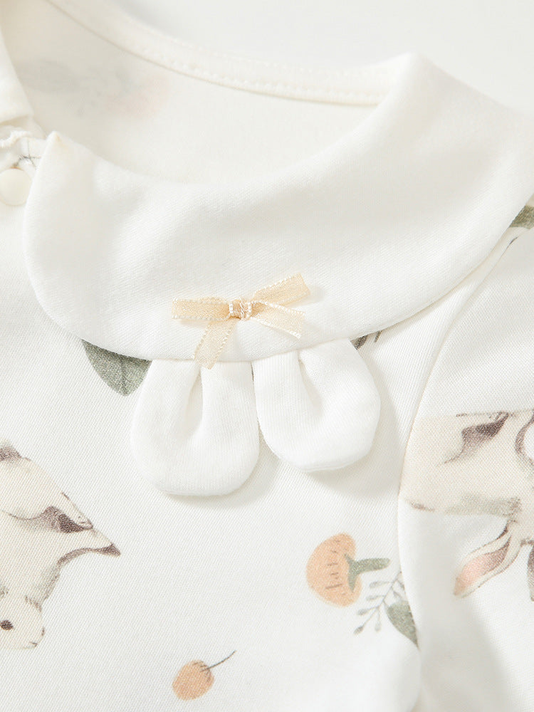 Spring New Arrival Baby Girls Flowers and Rabbits Pattern Romper with Cute Collar, MyKids-USA®, Baby One-Pieces, MyKids-USA -  -  -  -  -  -  - 