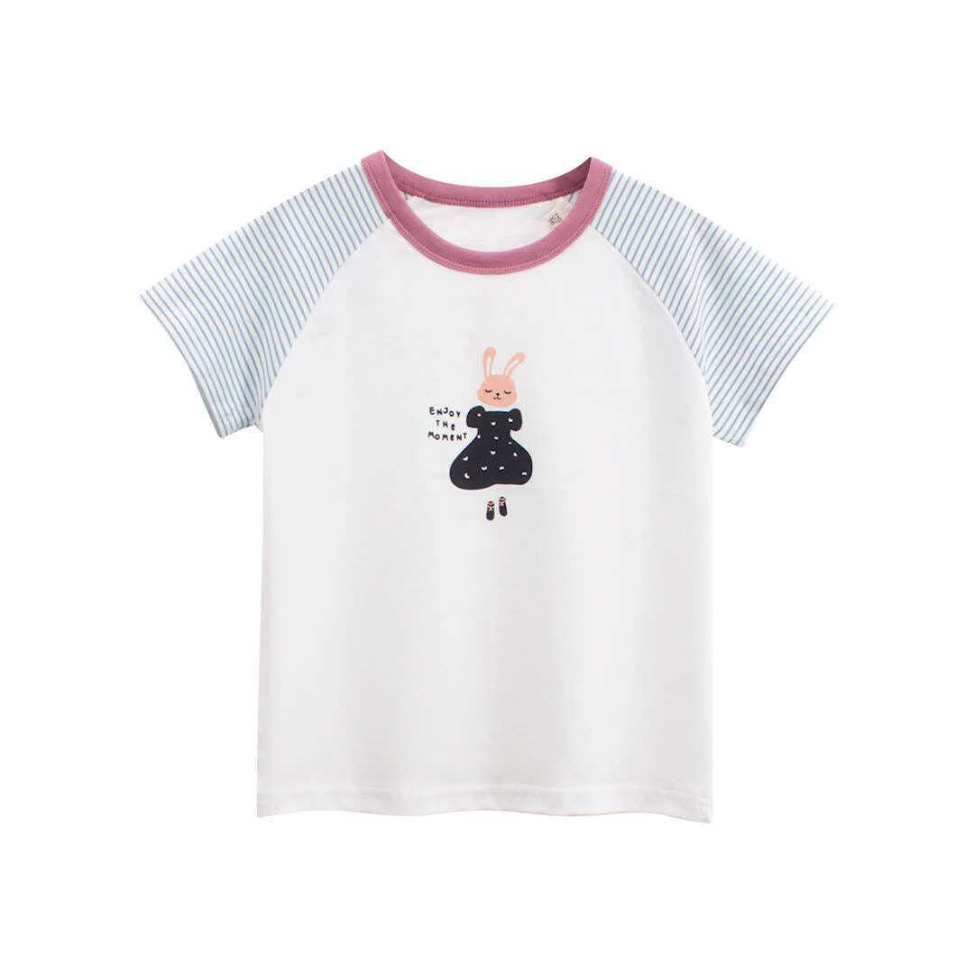 Summer Girls’ Rabbit and Striped Pattern T-shirt in European and American Style, MyKids-USA®, T-Shirts, MyKids-USA -  -  -  -  -  -  - .