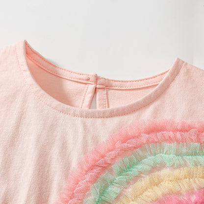 Summer Arrival Colorful Rainbow Pattern Fly Sleeves Tulle Dress for Stylish Girls, MyKids-USA®, Baby & Toddler Dresses, MyKids-USA -  -  -  -  -  -  - 