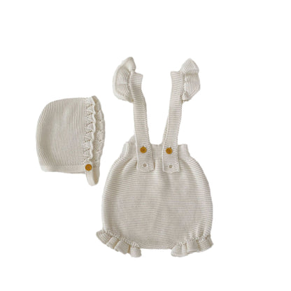 Baby Girl Camisole Knitted Vest In Spring&Autumn One Piece Include Cap