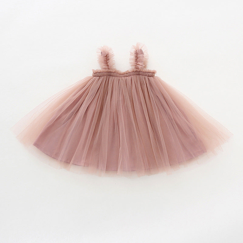 Summer Baby Kids Girls Sleeveless Plain Tulle Strap Dress, MyKids-USA®, Baby & Children's Dresses, MyKids-USA - Size/Age - 80 (9-12M) - Color - Pink -  -  - TR2605162239-D.