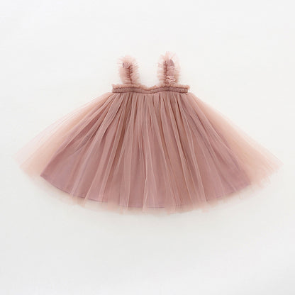 Summer Baby Kids Girls Sleeveless Plain Tulle Strap Dress, MyKids-USA®, Baby & Children's Dresses, MyKids-USA - Size/Age - 80 (9-12M) - Color - Pink -  -  - TR2605162239-D.