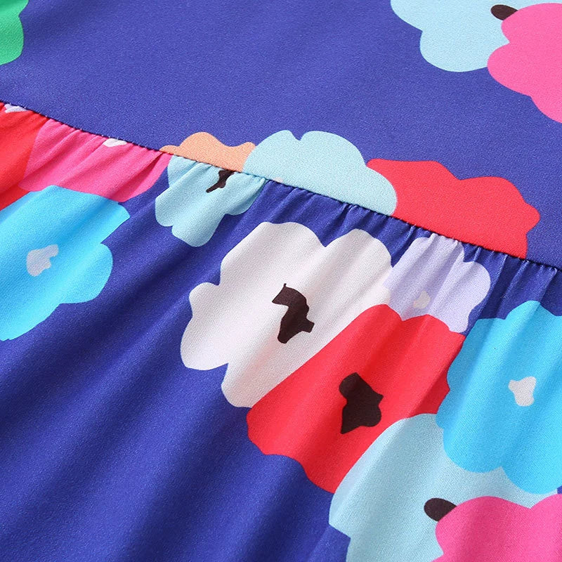 Summer Arrival Colorful Flowers Pattern Short Sleeves Crew Neck Dress for Stylish Girls, MyKids-USA®, Baby & Toddler Dresses, MyKids-USA -  -  -  -  -  -  - 