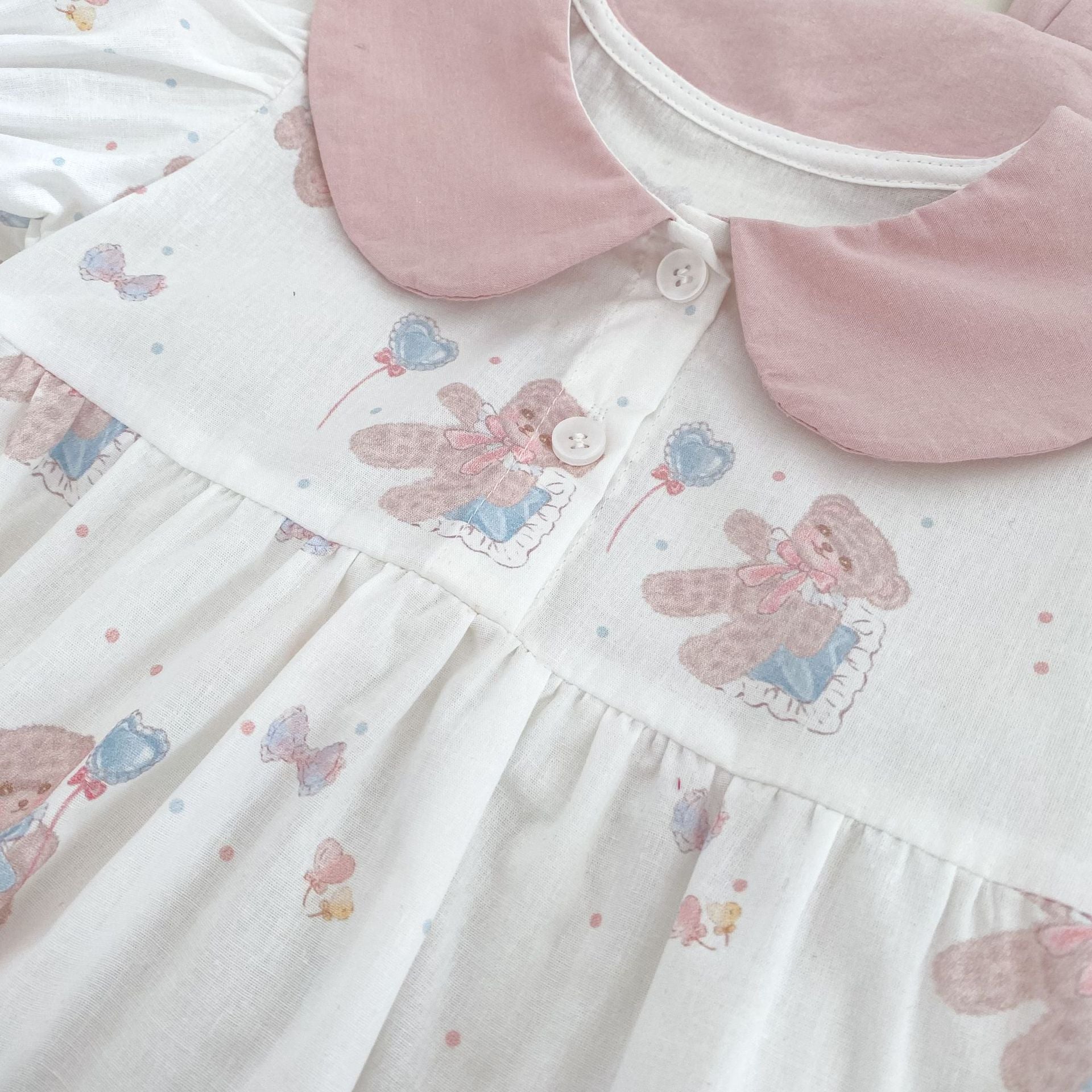 Summer Arrival Baby Girls Short Sleeves Thin Teddy Pattern Onesies, MyKids-USA®, Baby One-Pieces, MyKids-USA -  -  -  -  -  -  - 