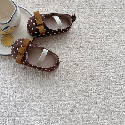MyKids-USA® Baby Girl Faux Suede Vintage Dots Pattern Soft Sole Shoes