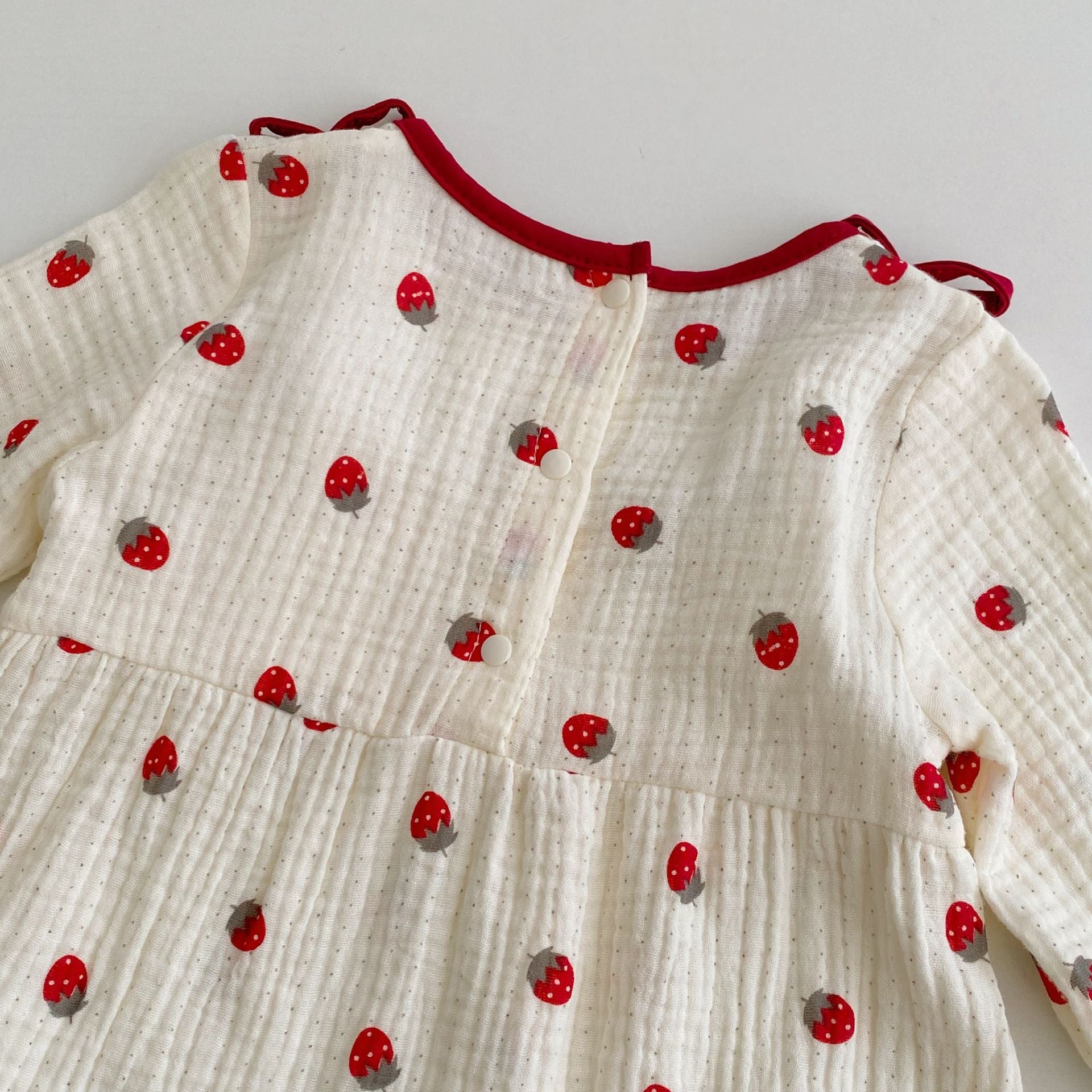 Autumn Arrival Baby Girls Long Sleeves Crew Neck Strawberry Pattern Rompers, MyKids-USA®, Baby One-Pieces, MyKids-USA -  -  -  -  -  -  - 