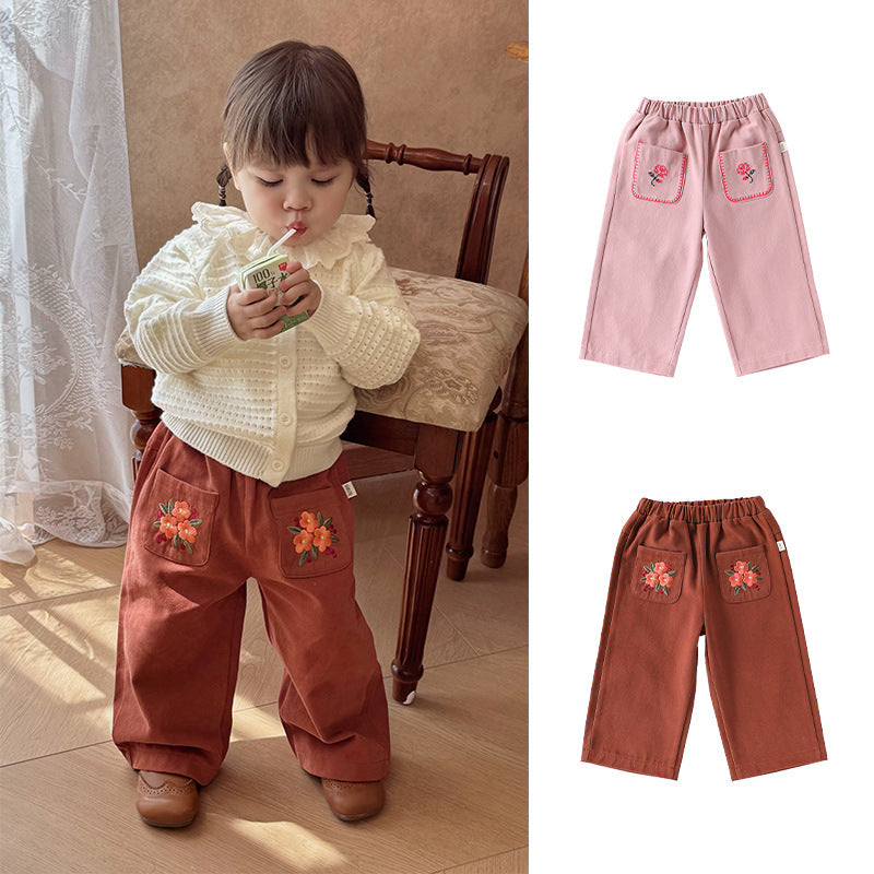 Spring and Autumn Arrival Casual Baby Kids Girls Flowers Pattern Pants, MyKids-USA®, Trousers, MyKids-USA -  -  -  -  -  -  - 