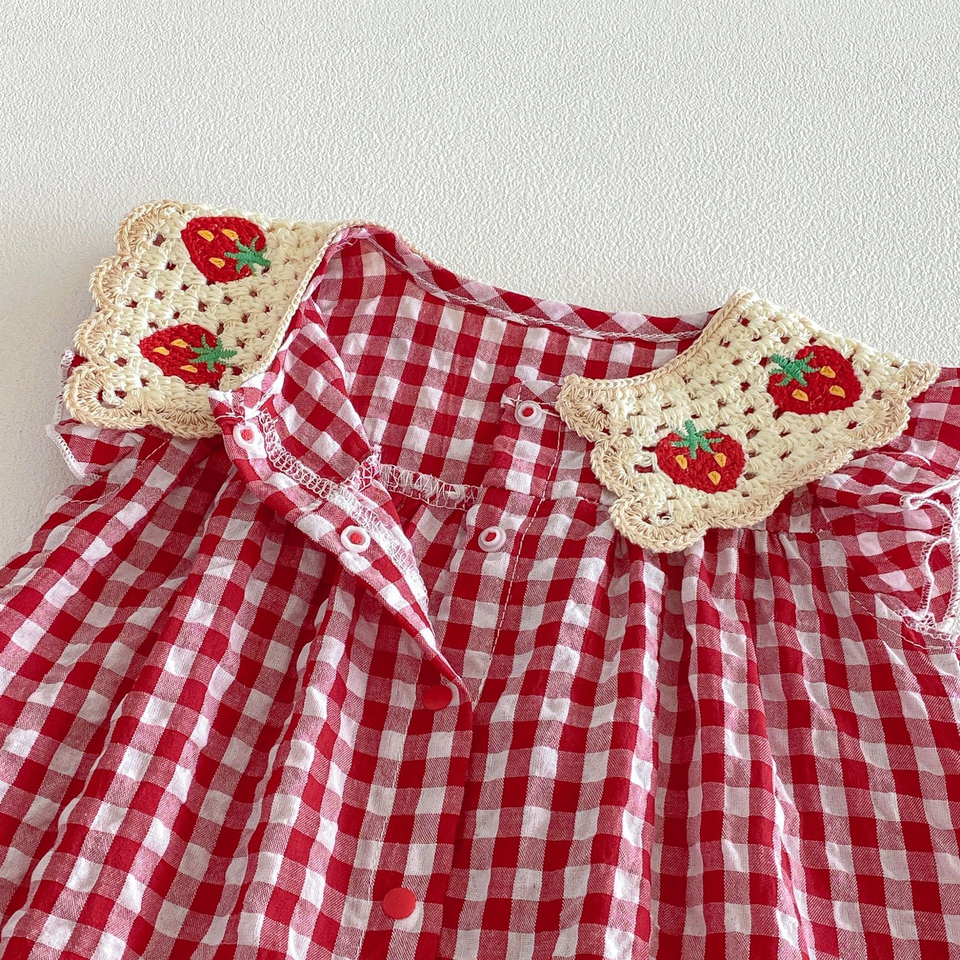 Summer Arrival Baby Girls Fly Sleeves Plaid Pattern Rompers Bodysuits, MyKids-USA®, Baby & Children's One-Pieces, MyKids-USA -  -  -  -  -  -  - .