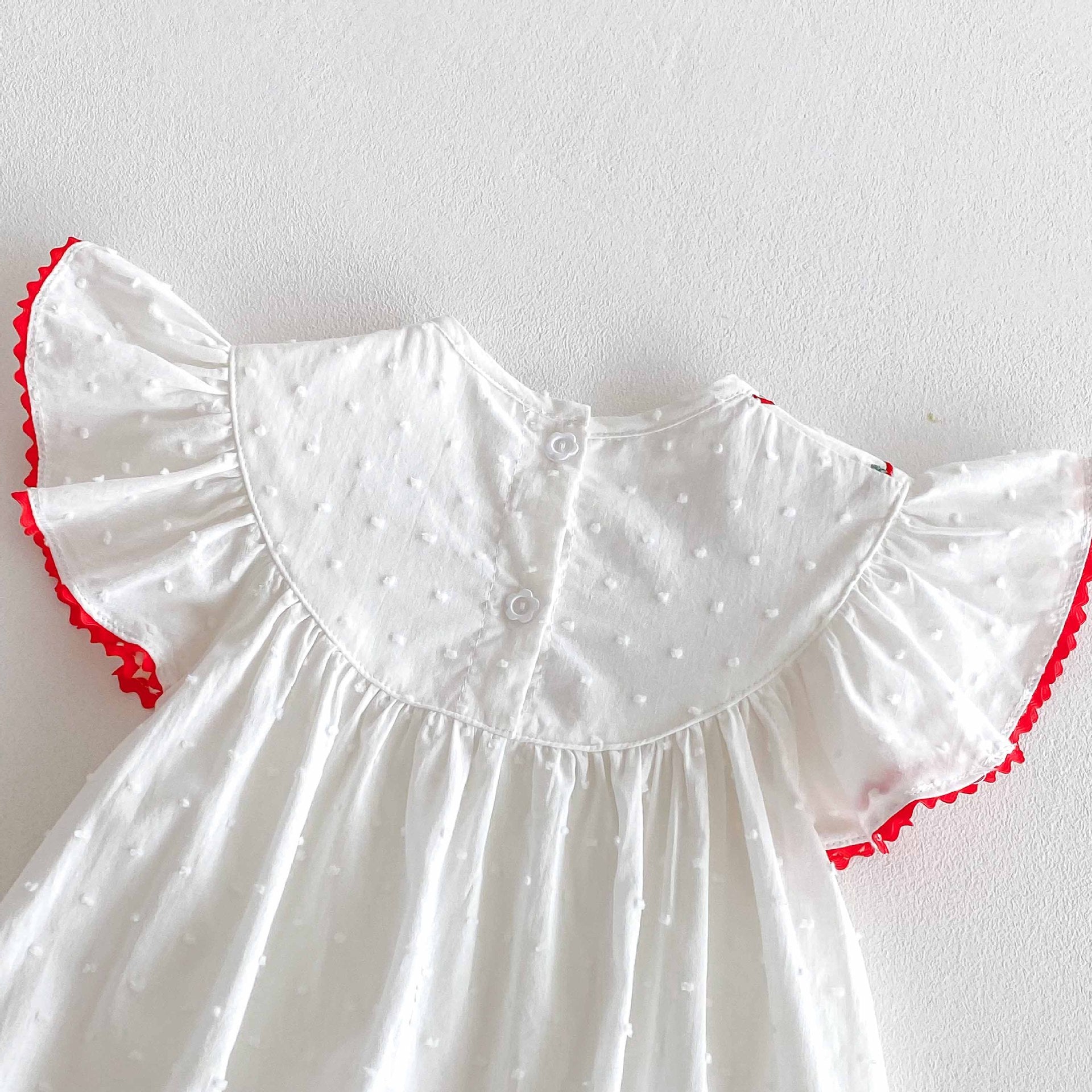 Summer Arrival Baby Girls Cute Fly Sleeves Strawberry Pattern Embroidered Onesies, MyKids-USA®, Baby One-Pieces, MyKids-USA -  -  -  -  -  -  - 