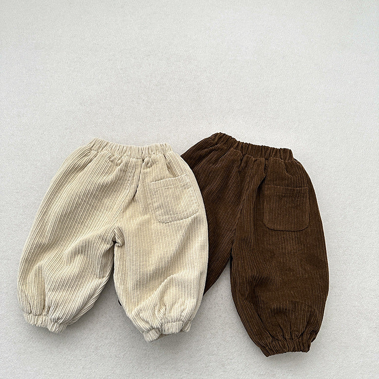 Winter Children’s Cozy Lantern Pants – Retro Corduroy Trousers For Boys And Girls, Warm And Stylish Cuffed Bottoms