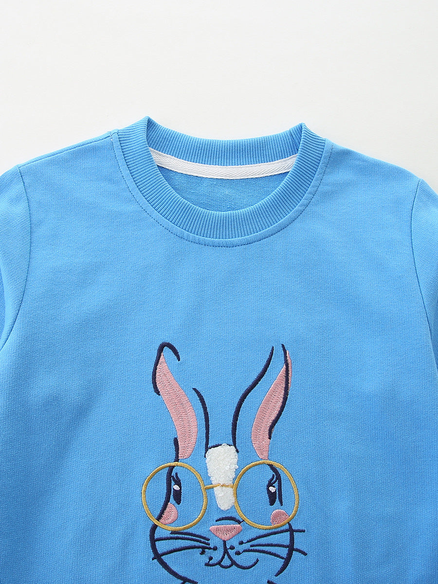 Autumn and Spring Arrival Animals Cartoon Pattern Long Sleeves Pullover for Stylish Girls