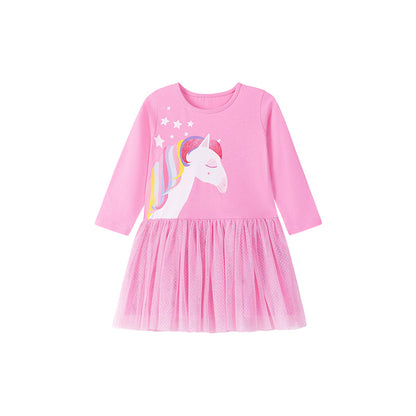 Autumn Arrival Cartoon Animals Pattern Long Sleeves Crew Neck Dress for Stylish Girls, MyKids-USA®, Baby & Toddler Dresses, MyKids-USA -  -  -  -  -  -  - 